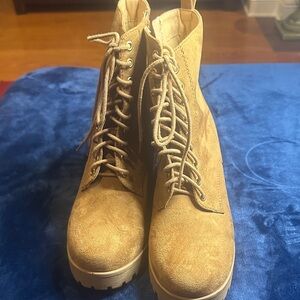 Soda Tan Lace Up Boots for Women